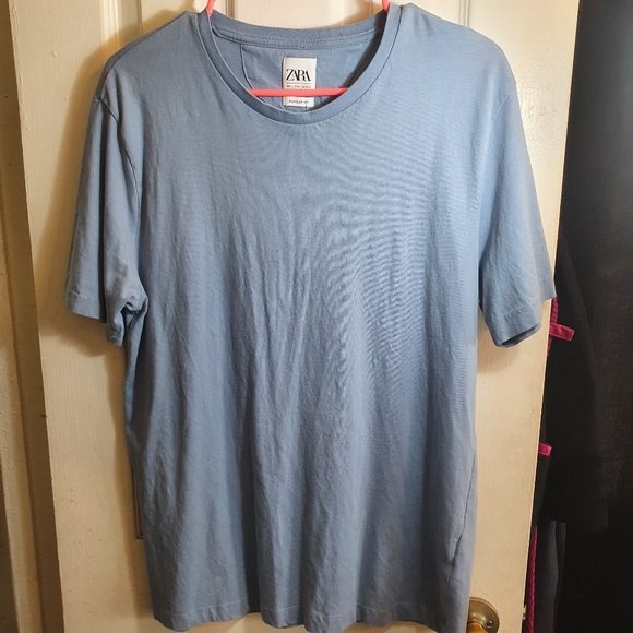 Zara light blue men t-shirt sz L - Picture 3 of 5